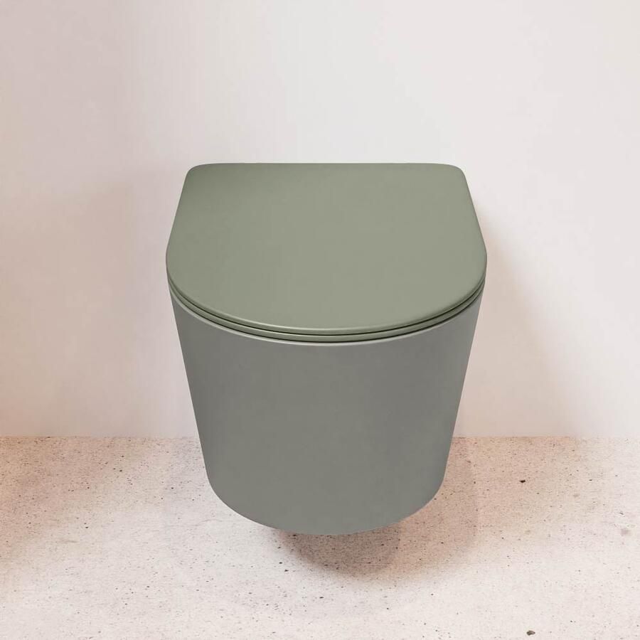 Mondiaz Wandcloset Lavie | Zonder spoelrand | Incl.Toiletzitting-Army | Keramiek | Smoke (grijs)