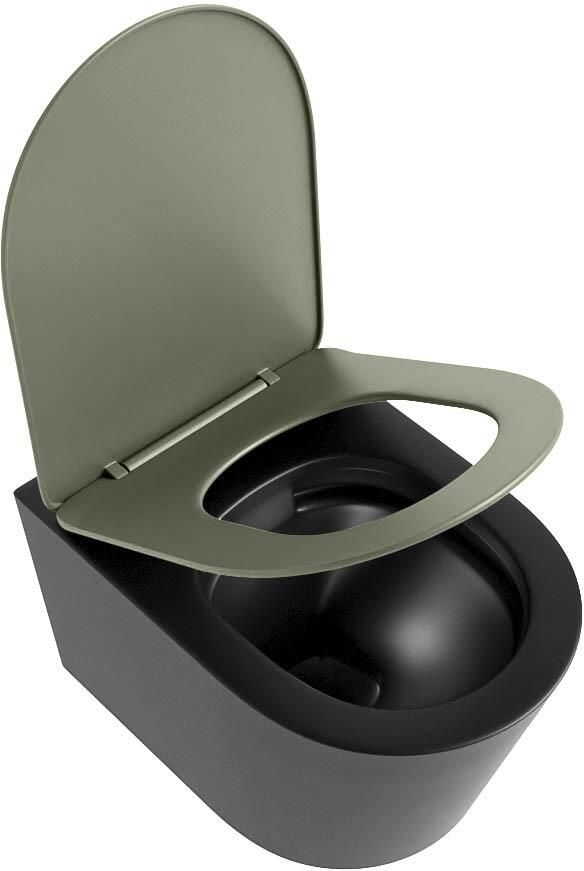 Mondiaz Wandcloset Lavie | Zonder spoelrand | Incl.Toiletzitting-Army | Keramiek | Urban (zwart mat) - Foto 3