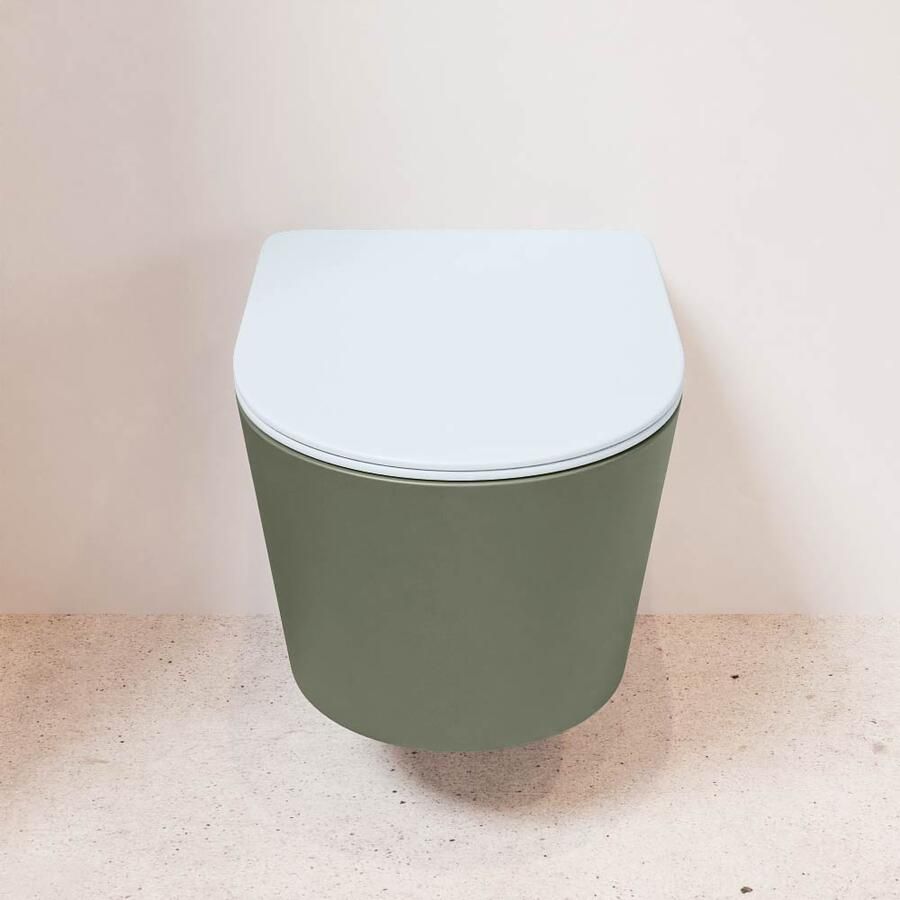 Mondiaz Wandcloset Lavie | Zonder spoelrand | Incl.Toiletzitting-Clay | Keramiek | Army (groen) - Foto 3