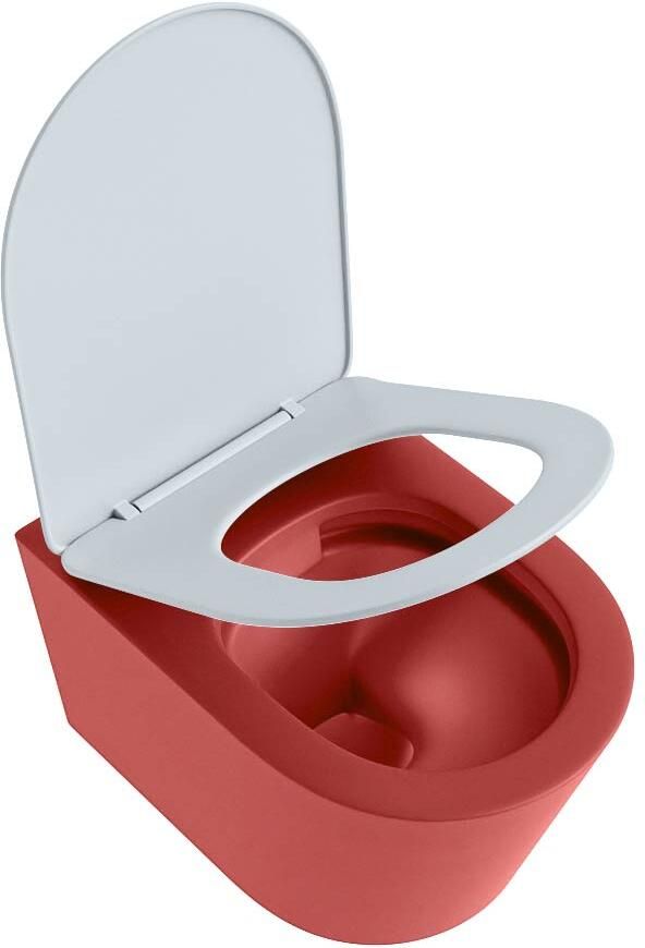 Mondiaz Wandcloset Lavie | Zonder spoelrand | Incl.Toiletzitting-Clay | Keramiek | Fire (rood) - Foto 3