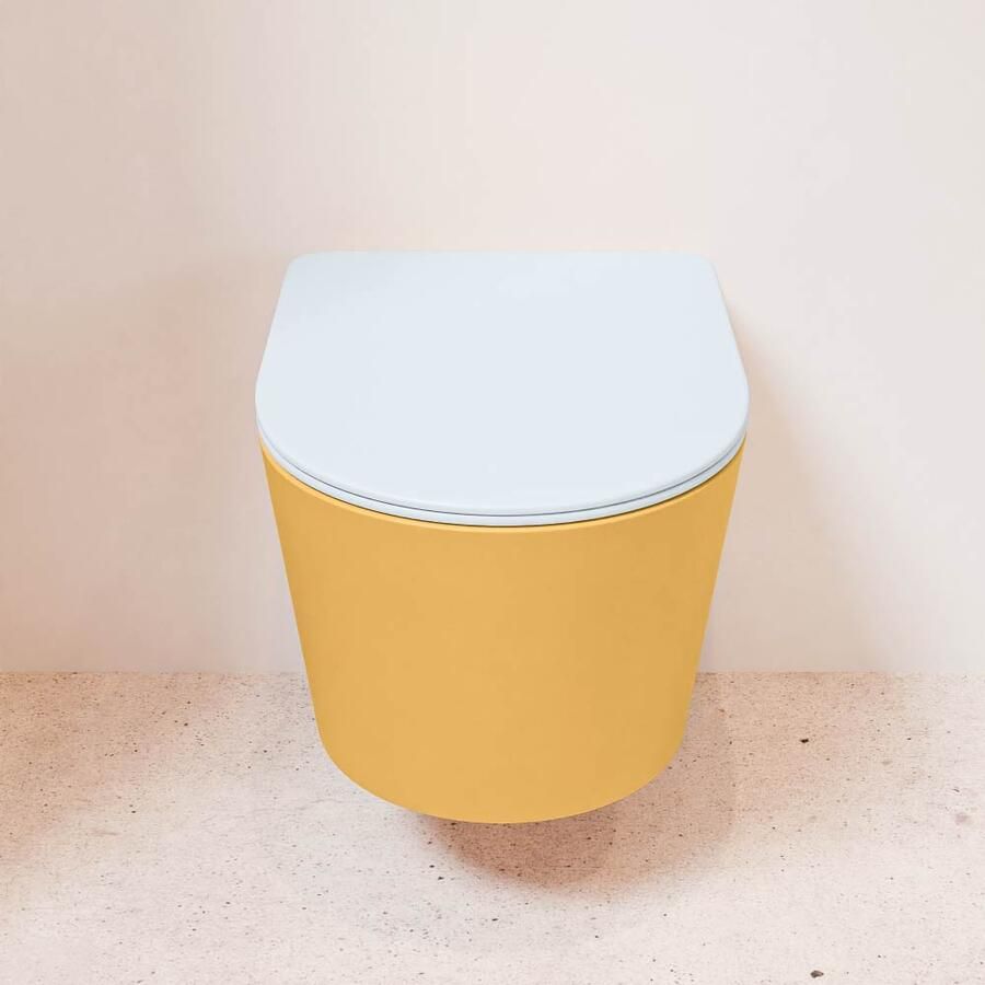 Mondiaz Wandcloset Lavie | Zonder spoelrand | Incl.Toiletzitting-Clay | Keramiek | Ocher (geel)