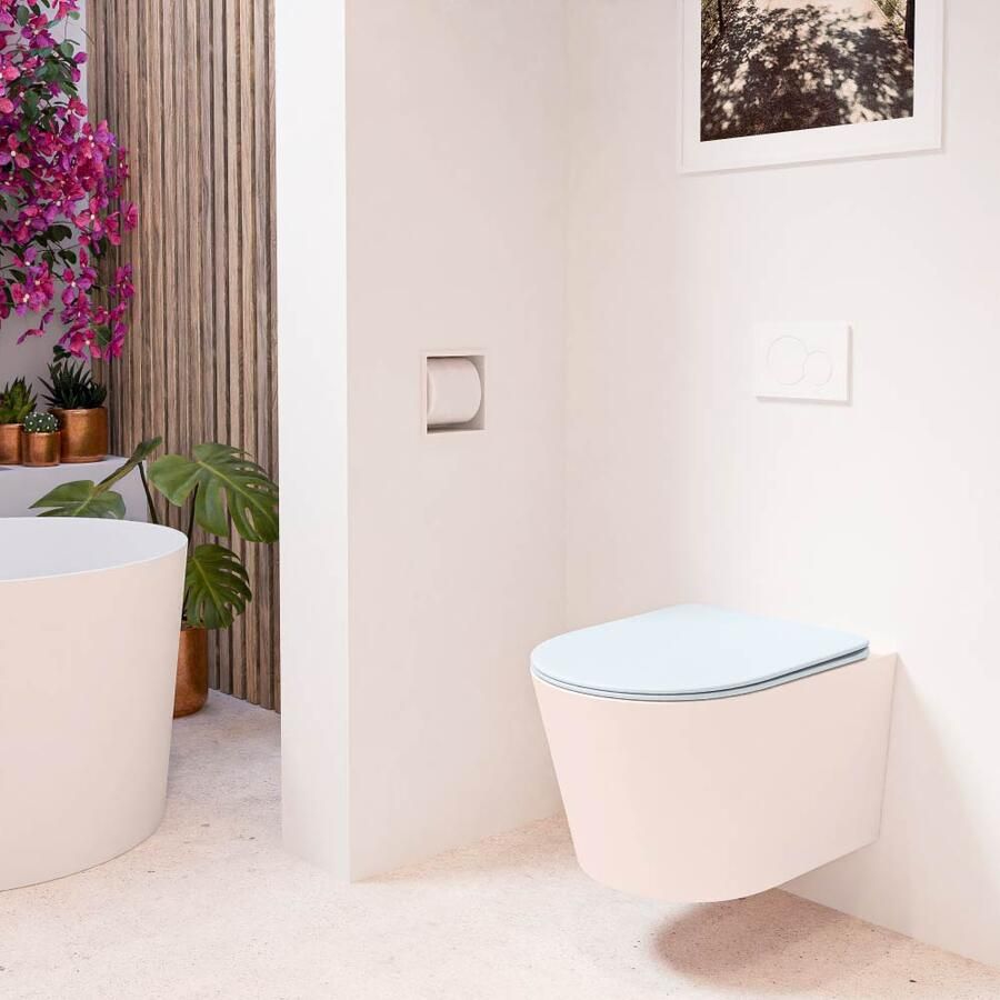 Mondiaz Wandcloset Lavie | Zonder spoelrand | Incl.Toiletzitting-Clay | Keramiek | Rosee