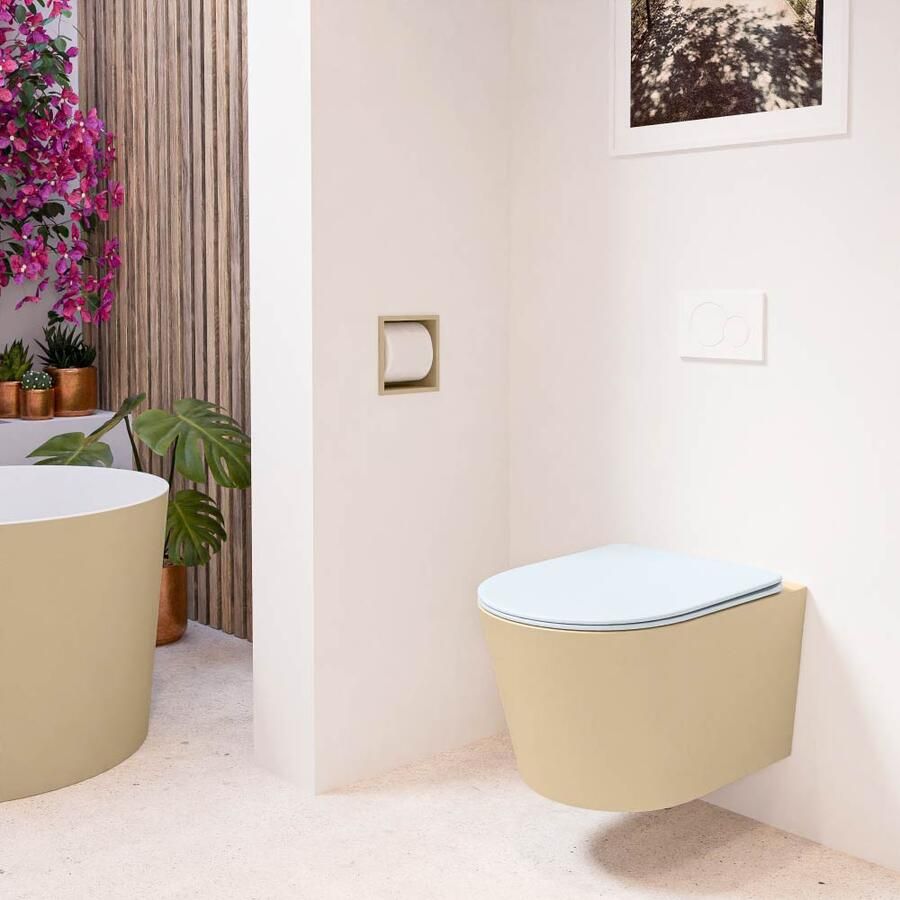 Mondiaz Wandcloset Lavie | Zonder spoelrand | Incl.Toiletzitting-Clay | Keramiek | Sand