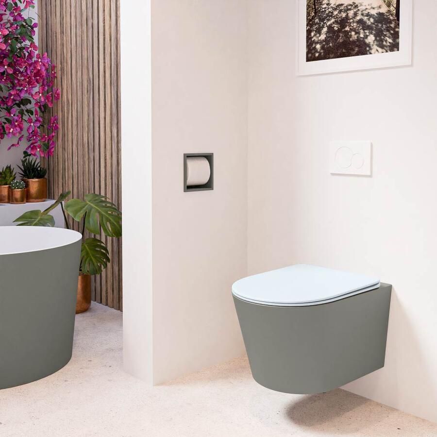 Mondiaz Wandcloset Lavie | Zonder spoelrand | Incl.Toiletzitting-Clay | Keramiek | Smoke (grijs)