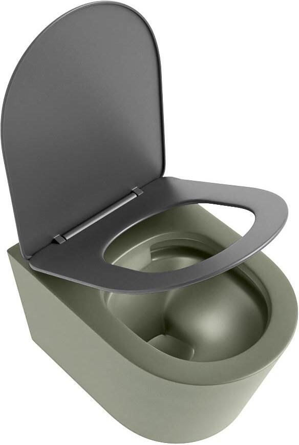 Mondiaz Wandcloset Lavie | Zonder spoelrand | Incl.Toiletzitting-Dark Grey | Keramiek | Army (groen) - Foto 3