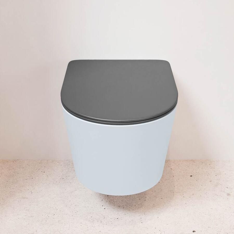 Mondiaz Wandcloset Lavie | Zonder spoelrand | Incl.Toiletzitting-Dark Grey | Keramiek | Clay (licht grijs) - Foto 3