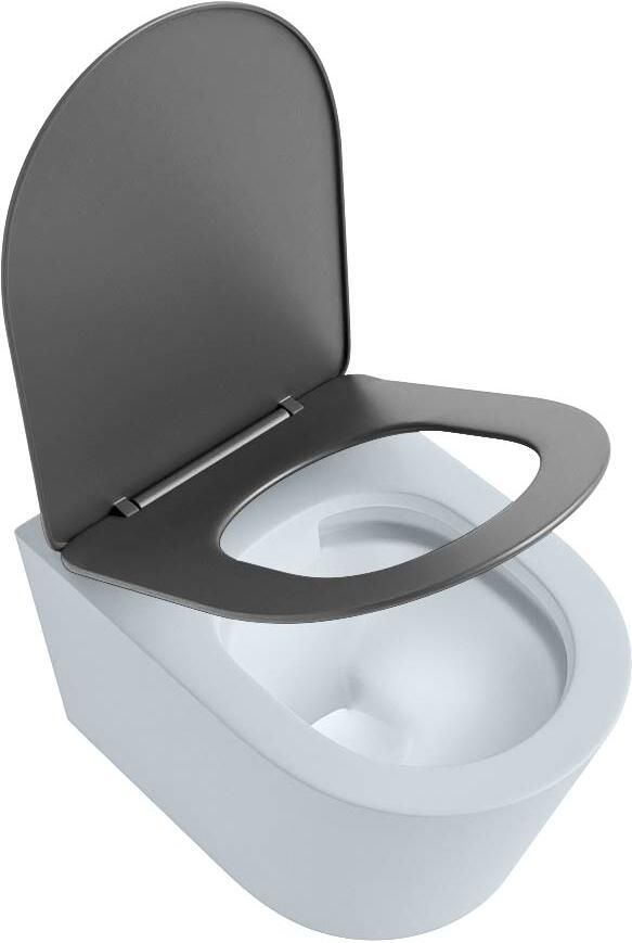 Mondiaz Wandcloset Lavie | Zonder spoelrand | Incl.Toiletzitting-Dark Grey | Keramiek | Clay (licht grijs) - Foto 2