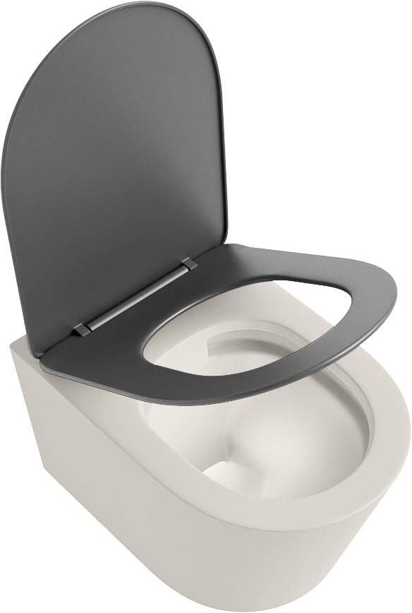 Mondiaz Wandcloset Lavie | Zonder spoelrand | Incl.Toiletzitting-Dark Grey | Keramiek | Linen (beige) - Foto 2