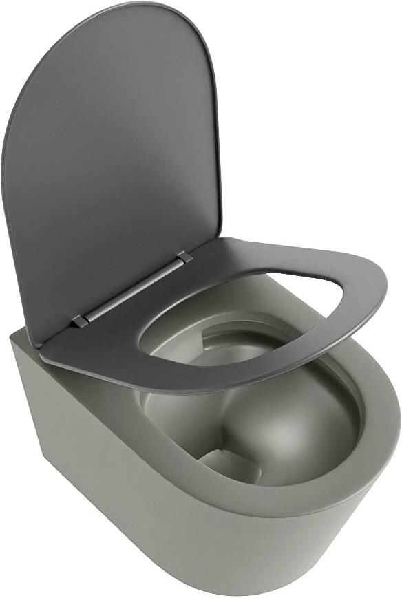 Mondiaz Wandcloset Lavie | Zonder spoelrand | Incl.Toiletzitting-Dark Grey | Keramiek | Smoke (grijs) - Foto 3