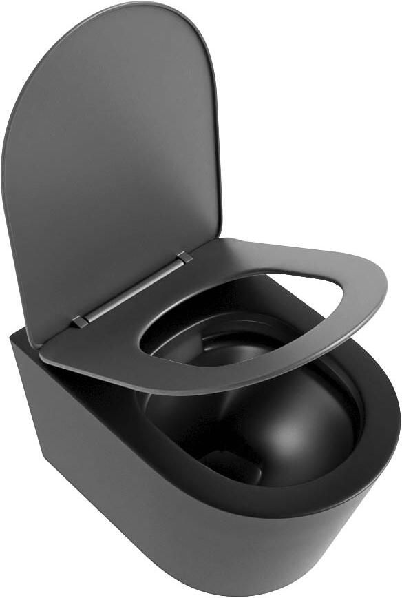 Mondiaz Wandcloset Lavie | Zonder spoelrand | Incl.Toiletzitting-Dark Grey | Keramiek | Urban (zwart mat) - Foto 3