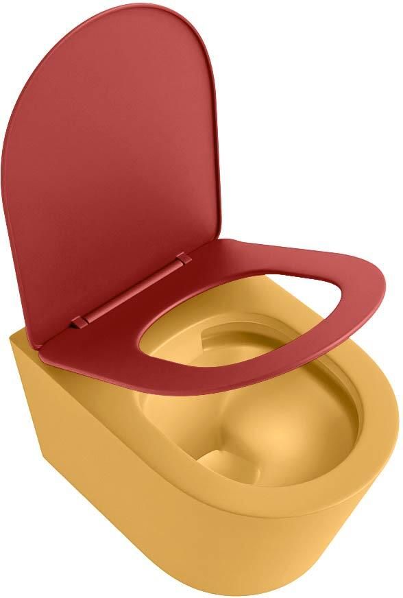 Mondiaz Wandcloset Lavie | Zonder spoelrand | Incl.Toiletzitting-Fire | Keramiek | Ocher (geel) - Foto 3