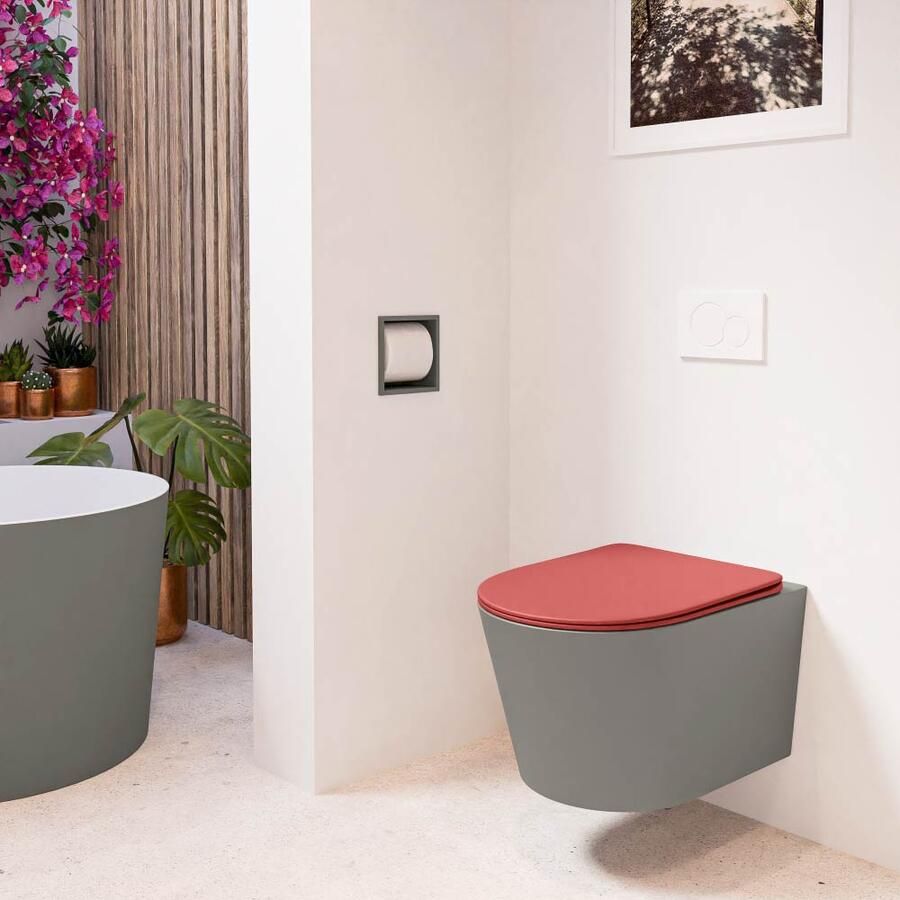 Mondiaz Wandcloset Lavie | Zonder spoelrand | Incl.Toiletzitting-Fire | Keramiek | Smoke (grijs) - Foto 2