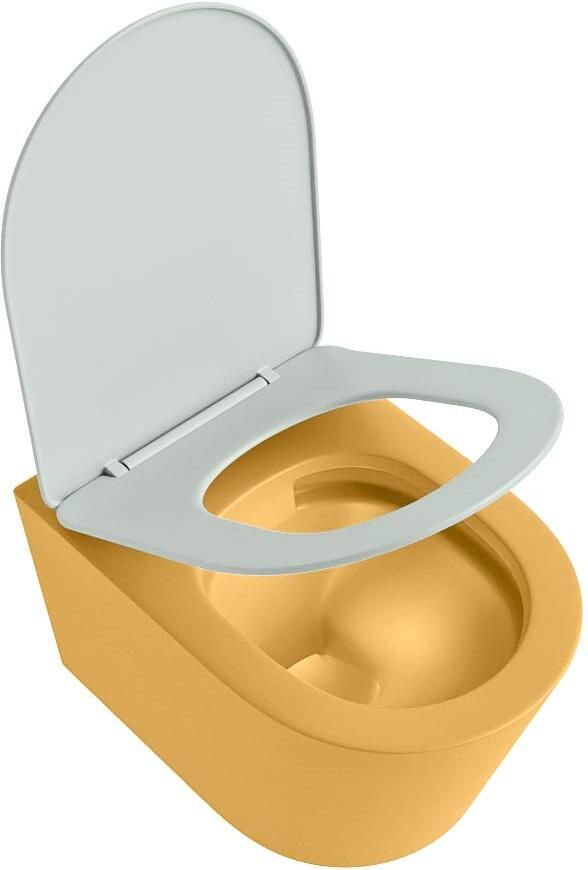 Mondiaz Wandcloset Lavie | Zonder spoelrand | Incl.Toiletzitting-Greey | Keramiek | Ocher (geel) - Foto 3