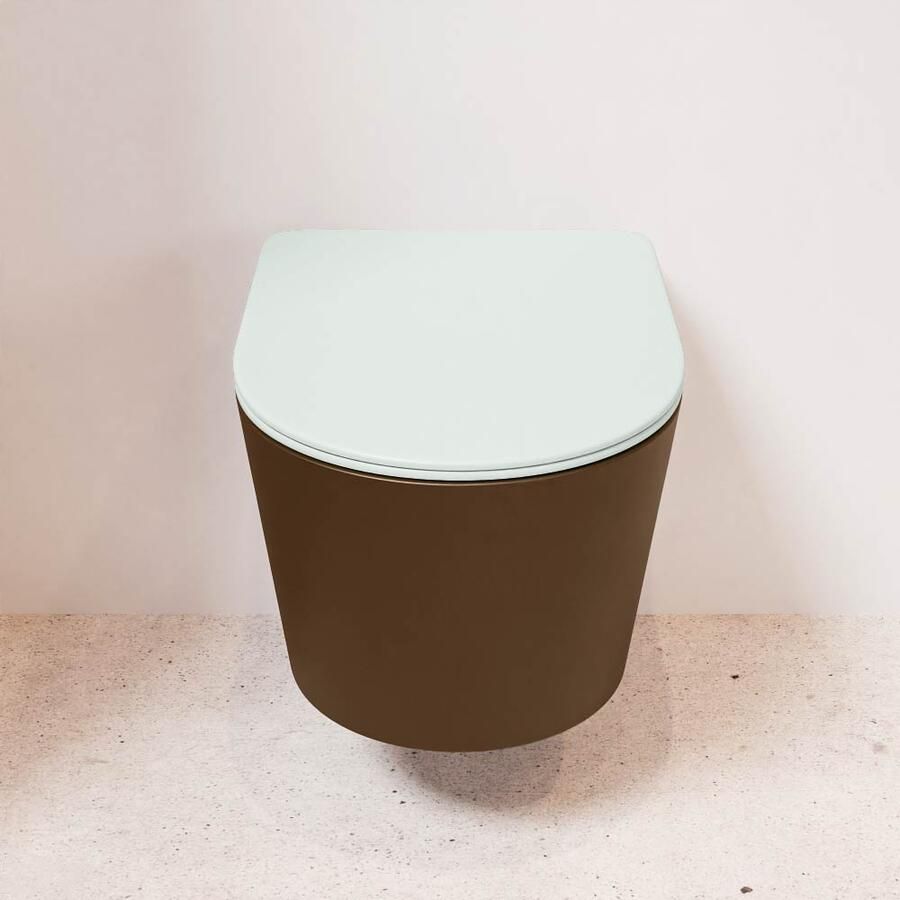 Mondiaz Wandcloset Lavie | Zonder spoelrand | Incl.Toiletzitting-Greey | Keramiek | Rust (bruin) - Foto 3