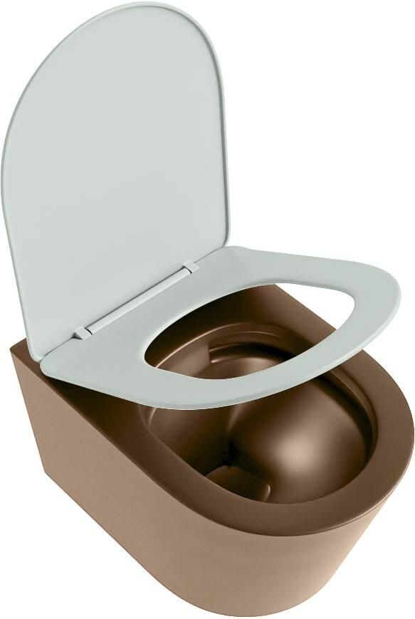 Mondiaz Wandcloset Lavie | Zonder spoelrand | Incl.Toiletzitting-Greey | Keramiek | Rust (bruin) - Foto 2