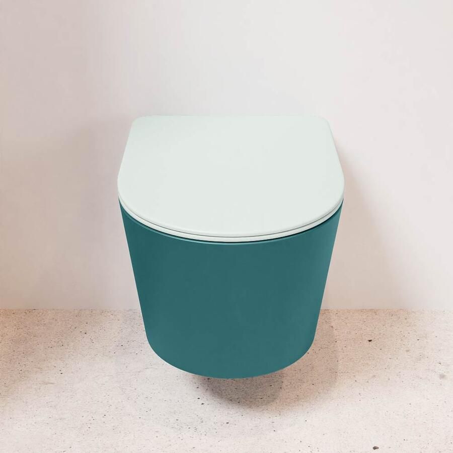 Mondiaz Wandcloset Lavie | Zonder spoelrand | Incl.Toiletzitting-Greey | Keramiek | Smag (turquoise) - Foto 1