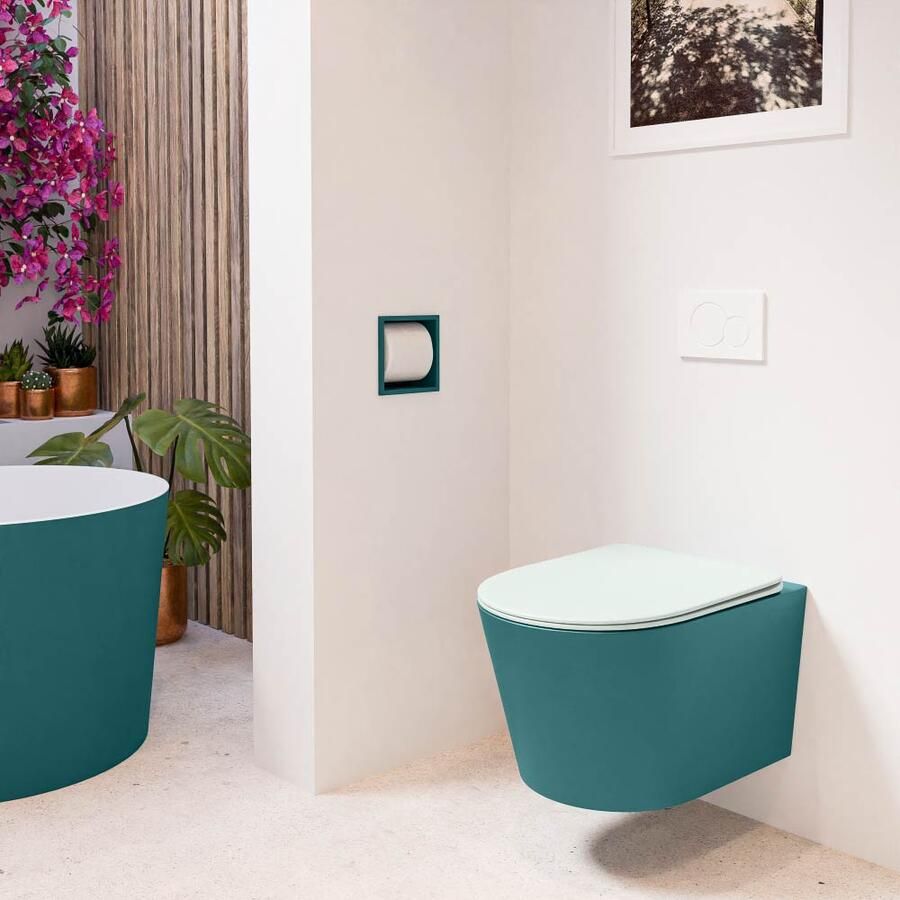 Mondiaz Wandcloset Lavie | Zonder spoelrand | Incl.Toiletzitting-Greey | Keramiek | Smag (turquoise) - Foto 2