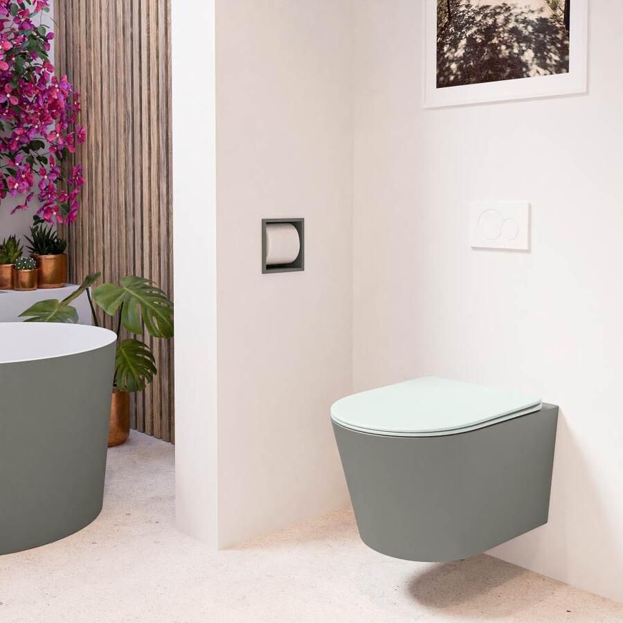 Mondiaz Wandcloset Lavie | Zonder spoelrand | Incl.Toiletzitting-Greey | Keramiek | Smoke (grijs) - Foto 1