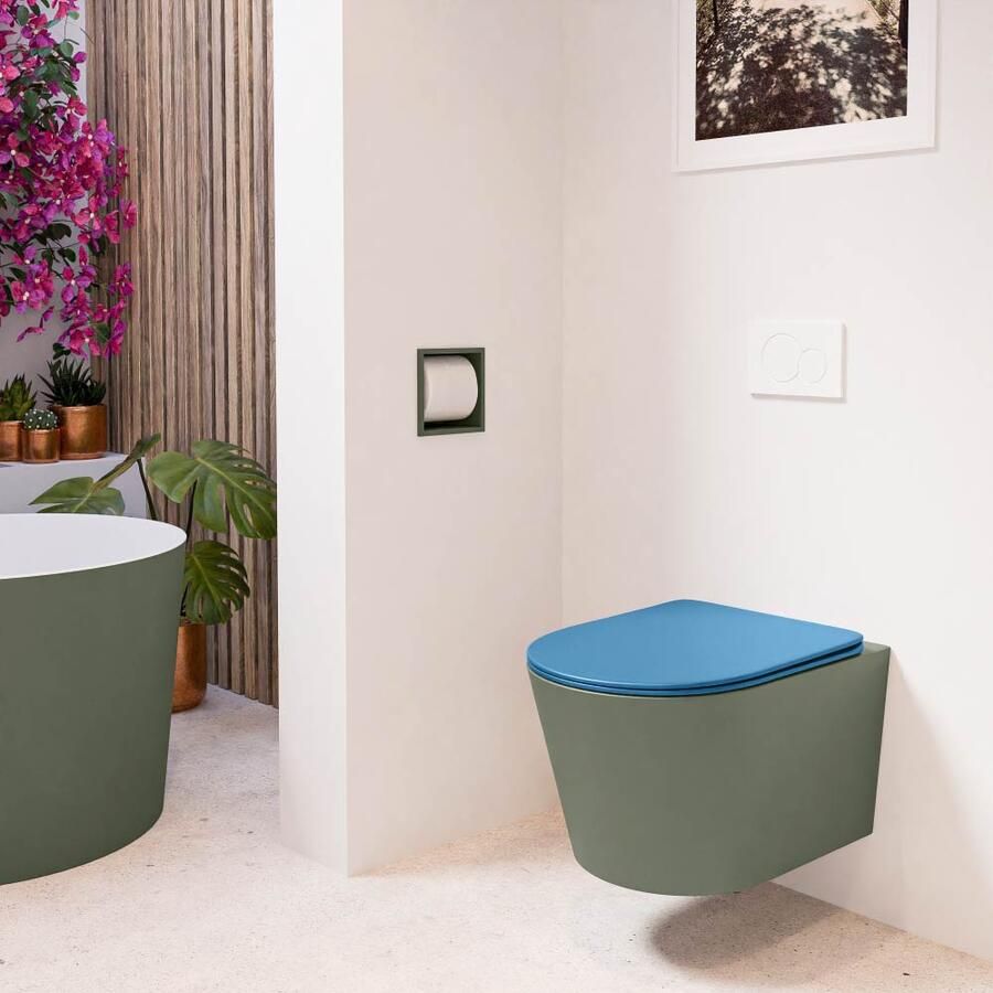 Mondiaz Wandcloset Lavie | Zonder spoelrand | Incl.Toiletzitting-Jeans | Keramiek | Army (groen) - Foto 2