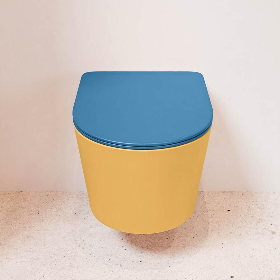 Mondiaz Wandcloset Lavie | Zonder spoelrand | Incl.Toiletzitting-Jeans | Keramiek | Ocher (geel)