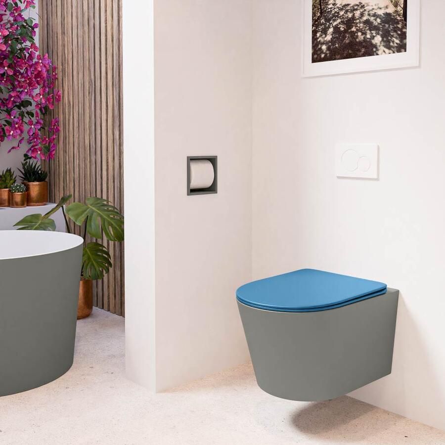 Mondiaz Wandcloset Lavie | Zonder spoelrand | Incl.Toiletzitting-Jeans | Keramiek | Smoke (grijs) - Foto 1