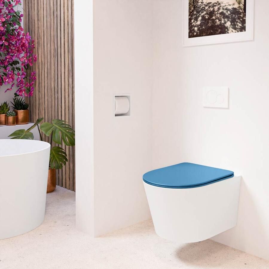 Mondiaz Wandcloset Lavie | Zonder spoelrand | Incl.Toiletzitting-Jeans | Keramiek | Talc (wit mat) - Foto 2