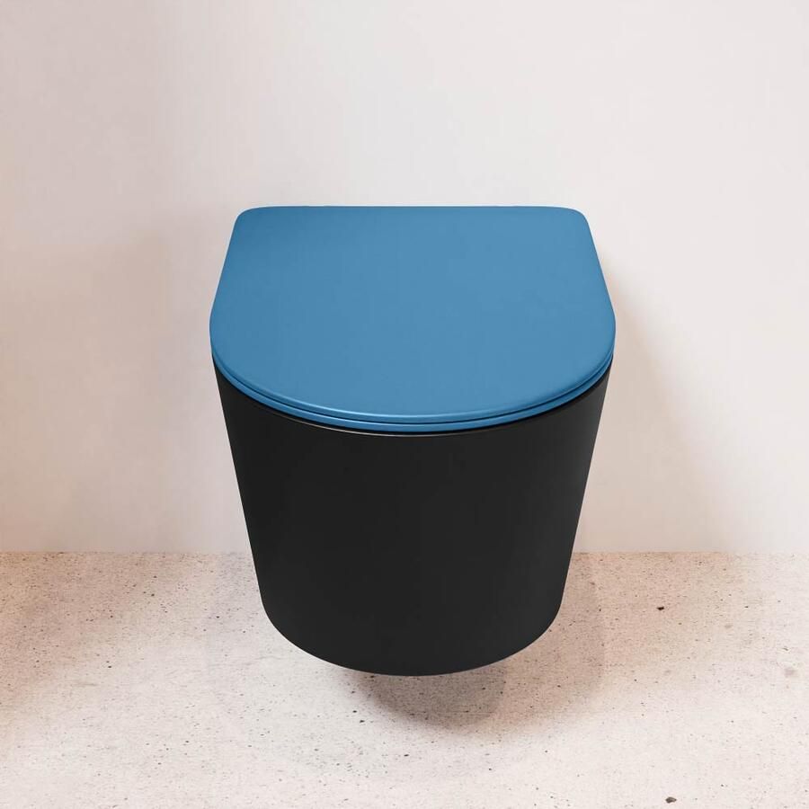 Mondiaz Wandcloset Lavie | Zonder spoelrand | Incl.Toiletzitting-Jeans | Keramiek | Urban (zwart mat) - Foto 3