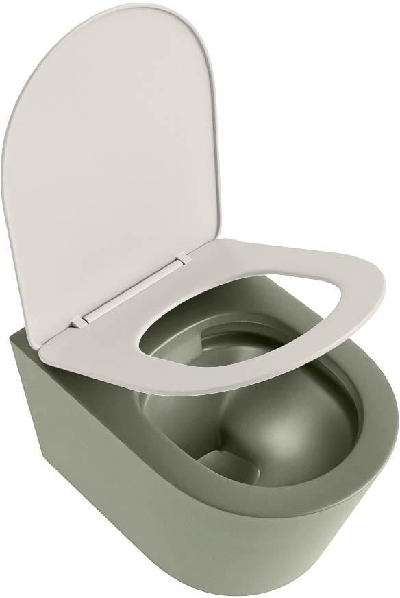 Mondiaz Wandcloset Lavie | Zonder spoelrand | Incl.Toiletzitting-Linen | Keramiek | Army (groen) - Foto 3