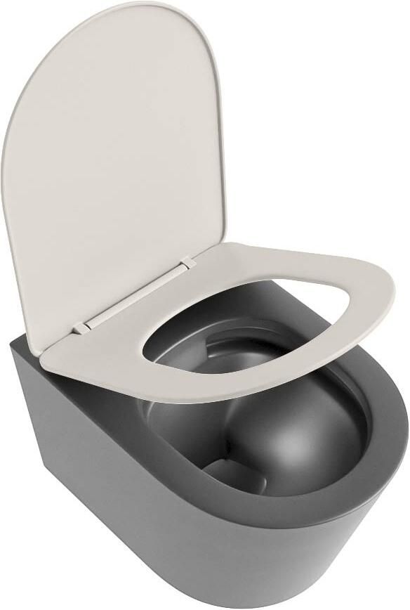 Mondiaz Wandcloset Lavie | Zonder spoelrand | Incl.Toiletzitting-Linen | Keramiek | Dark Grey - Foto 2