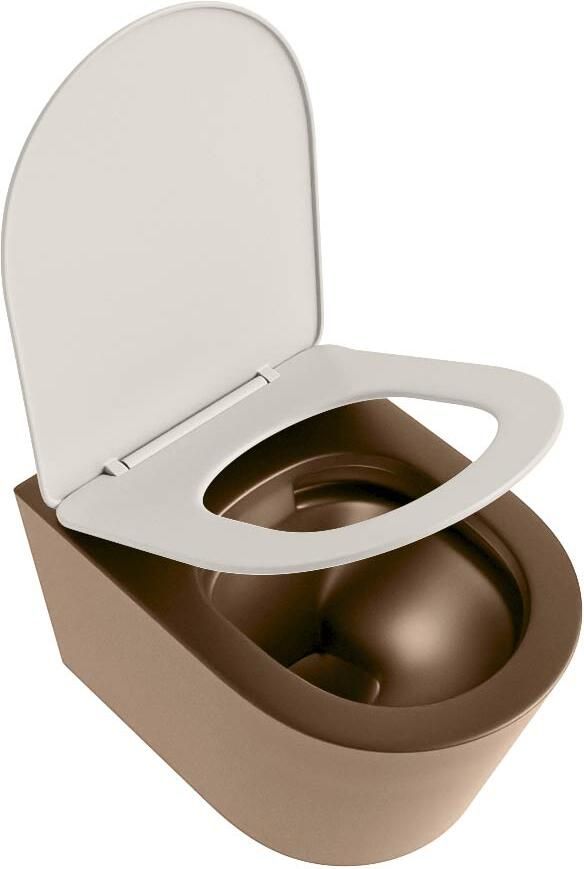 Mondiaz Wandcloset Lavie | Zonder spoelrand | Incl.Toiletzitting-Linen | Keramiek | Rust (bruin) - Foto 3