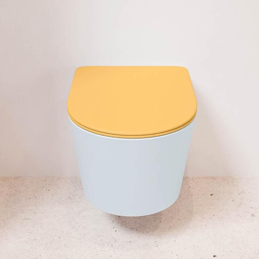 Mondiaz Wandcloset Lavie | Zonder spoelrand | Incl.Toiletzitting-Ocher | Keramiek | Clay (licht grijs) - Foto 3