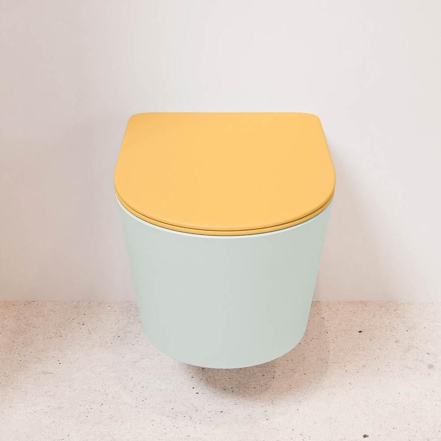 Mondiaz Wandcloset Lavie | Zonder spoelrand | Incl.Toiletzitting-Ocher | Keramiek | Greey (licht grijs) - Foto 3