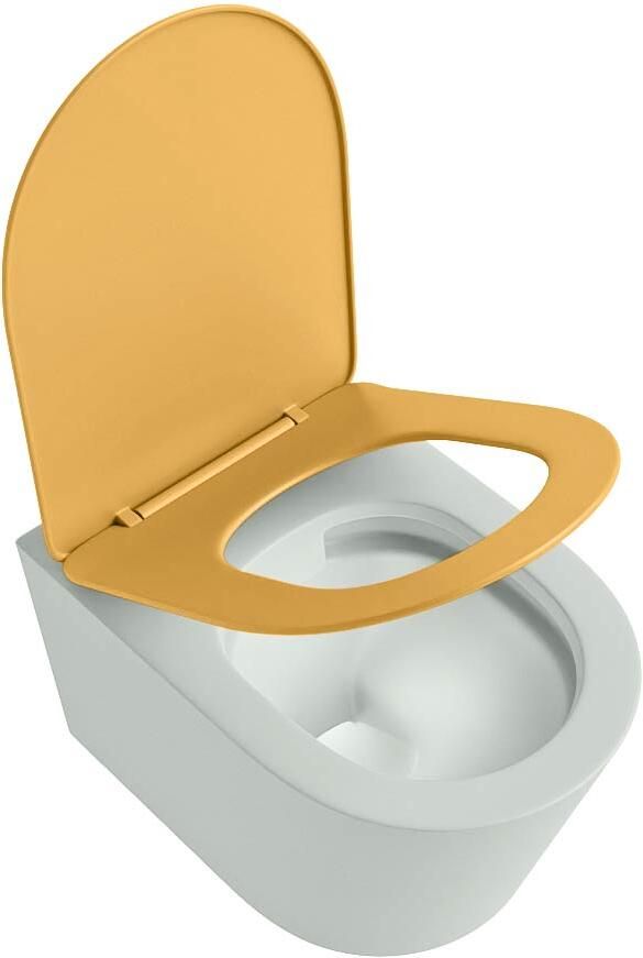 Mondiaz Wandcloset Lavie | Zonder spoelrand | Incl.Toiletzitting-Ocher | Keramiek | Greey (licht grijs) - Foto 2