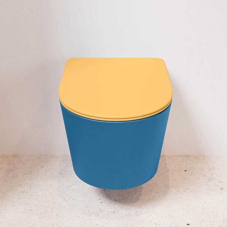 Mondiaz Wandcloset Lavie | Zonder spoelrand | Incl.Toiletzitting-Ocher | Keramiek | Jeans (blauw) - Foto 3