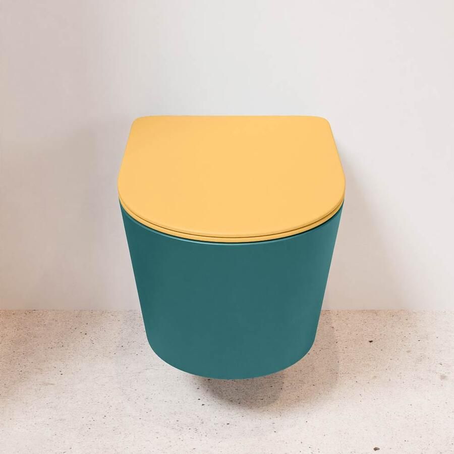 Mondiaz Wandcloset Lavie | Zonder spoelrand | Incl.Toiletzitting-Ocher | Keramiek | Smag (turquoise) - Foto 3