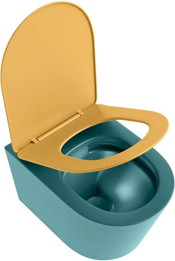 Mondiaz Wandcloset Lavie | Zonder spoelrand | Incl.Toiletzitting-Ocher | Keramiek | Smag (turquoise) - Foto 2