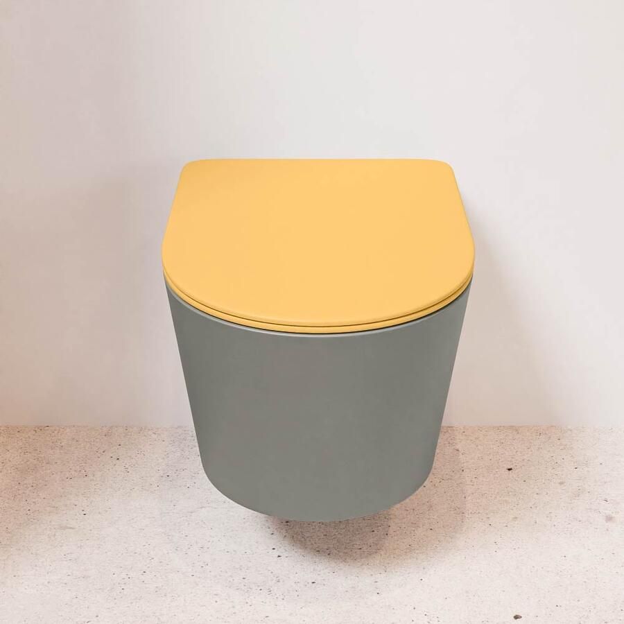 Mondiaz Wandcloset Lavie | Zonder spoelrand | Incl.Toiletzitting-Ocher | Keramiek | Smoke (grijs)