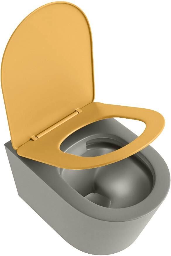 Mondiaz Wandcloset Lavie | Zonder spoelrand | Incl.Toiletzitting-Ocher | Keramiek | Smoke (grijs) - Foto 3