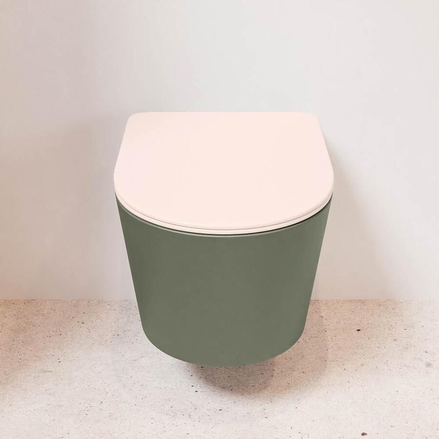 Mondiaz Wandcloset Lavie | Zonder spoelrand | Incl.Toiletzitting-Rosee | Keramiek | Army (groen) - Foto 3