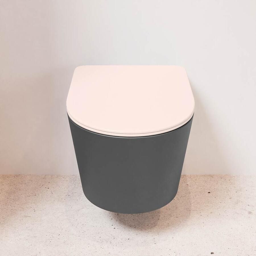 Mondiaz Wandcloset Lavie | Zonder spoelrand | Incl.Toiletzitting-Rosee | Keramiek | Dark Grey - Foto 3