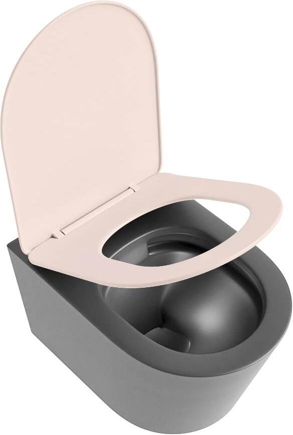 Mondiaz Wandcloset Lavie | Zonder spoelrand | Incl.Toiletzitting-Rosee | Keramiek | Dark Grey - Foto 2