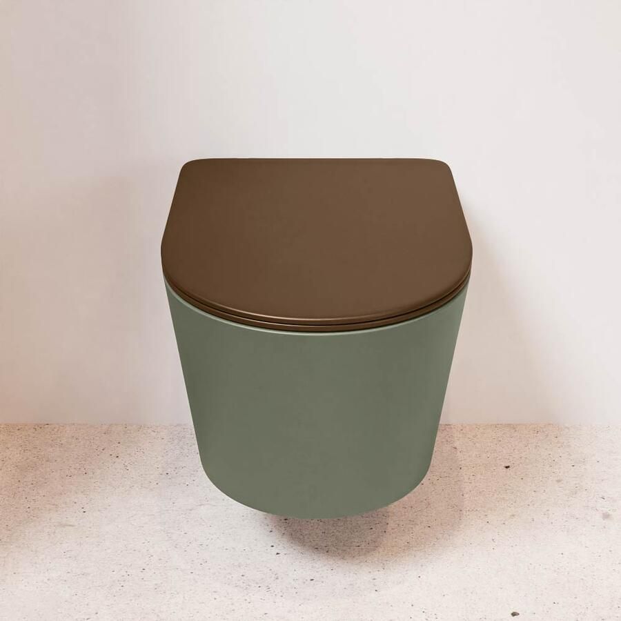 Mondiaz Wandcloset Lavie | Zonder spoelrand | Incl.Toiletzitting-Rust | Keramiek | Army (groen) - Foto 3