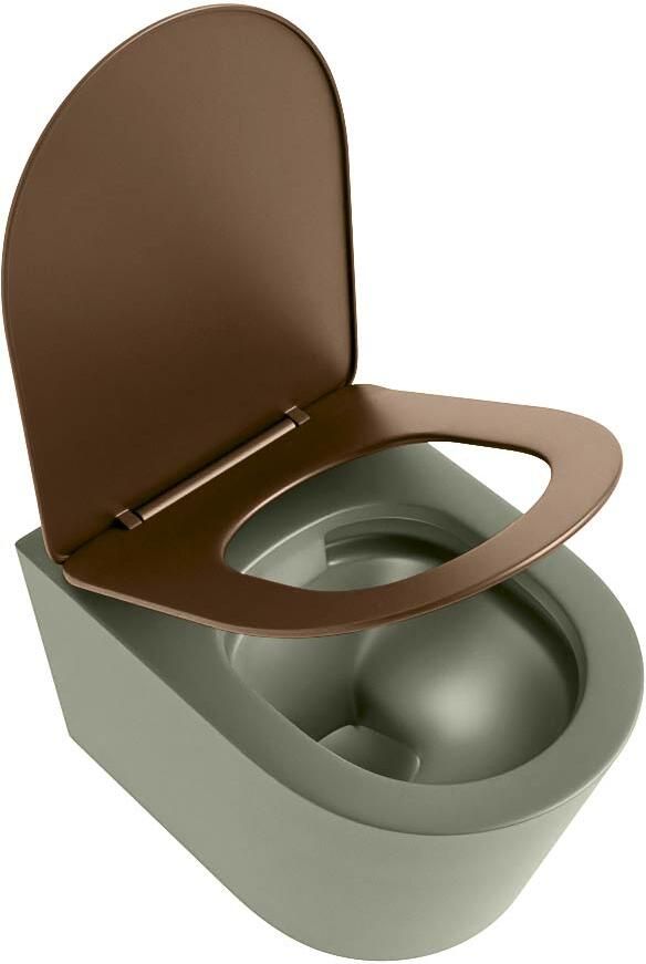 Mondiaz Wandcloset Lavie | Zonder spoelrand | Incl.Toiletzitting-Rust | Keramiek | Army (groen) - Foto 2