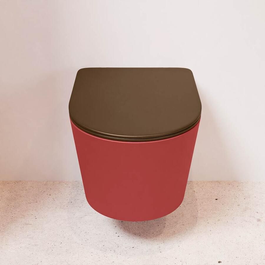 Mondiaz Wandcloset Lavie | Zonder spoelrand | Incl.Toiletzitting-Rust | Keramiek | Fire (rood) - Foto 3