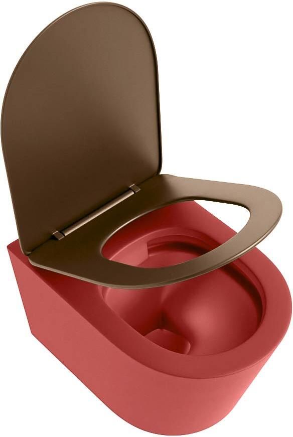 Mondiaz Wandcloset Lavie | Zonder spoelrand | Incl.Toiletzitting-Rust | Keramiek | Fire (rood) - Foto 2