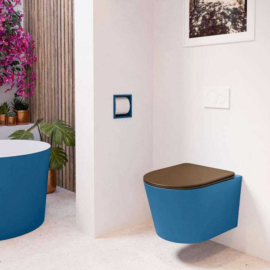 Mondiaz Wandcloset Lavie | Zonder spoelrand | Incl.Toiletzitting-Rust | Keramiek | Jeans (blauw) - Foto 2