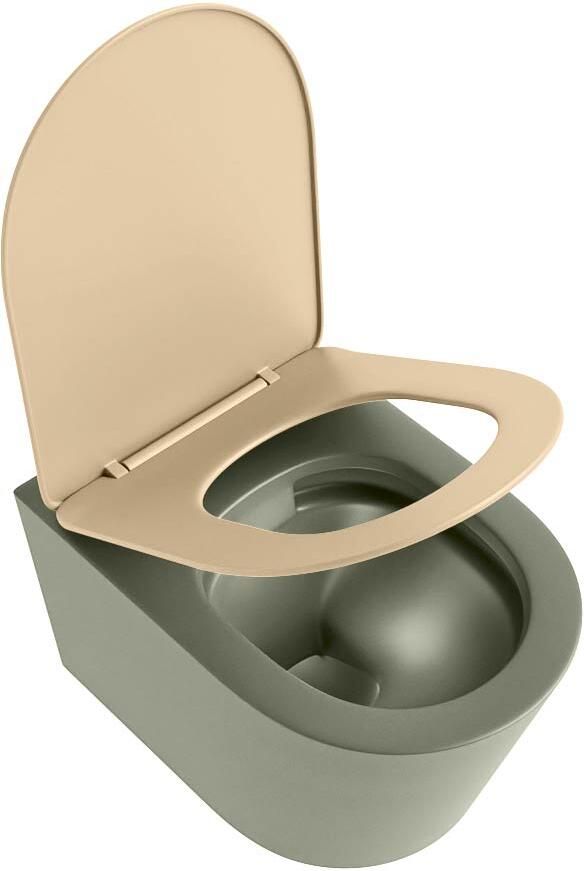 Mondiaz Wandcloset Lavie | Zonder spoelrand | Incl.Toiletzitting-Sand | Keramiek | Army (groen) - Foto 2