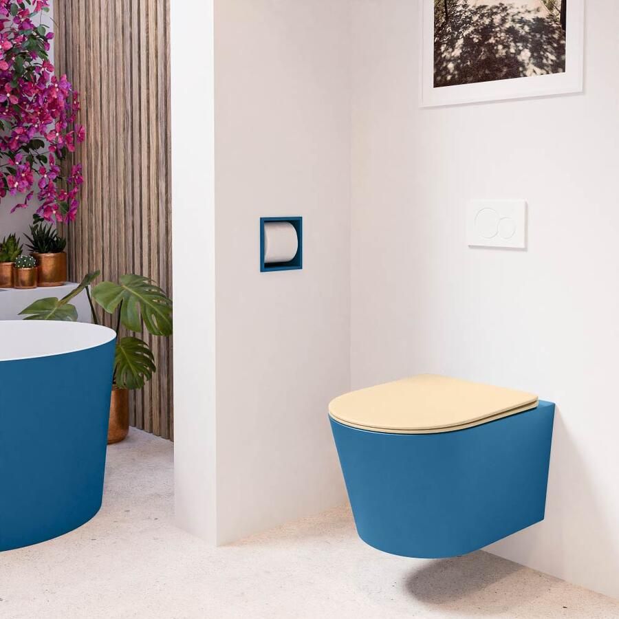 Mondiaz Wandcloset Lavie | Zonder spoelrand | Incl.Toiletzitting-Sand | Keramiek | Jeans (blauw) - Foto 2