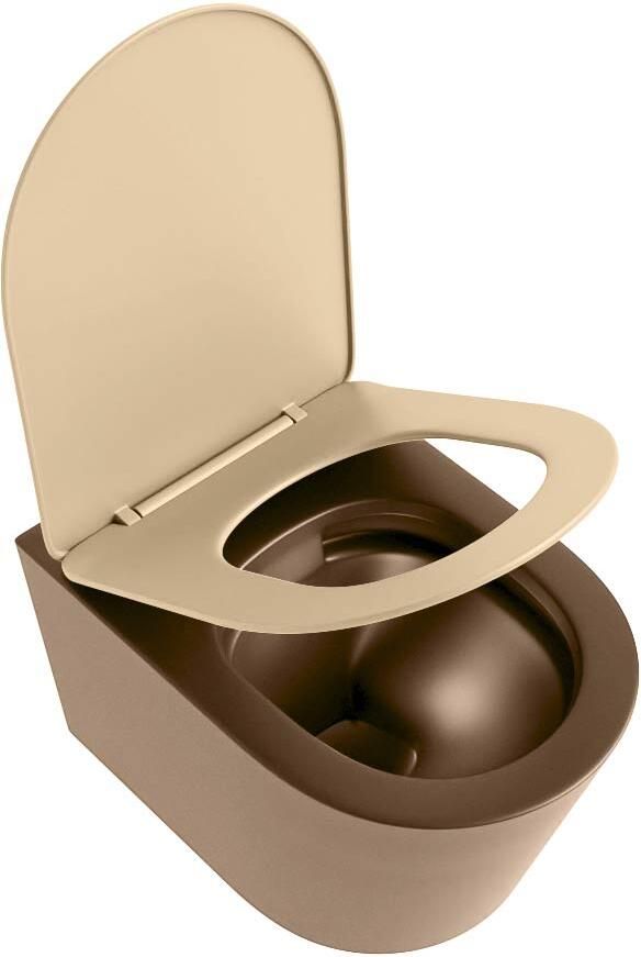 Mondiaz Wandcloset Lavie | Zonder spoelrand | Incl.Toiletzitting-Sand | Keramiek | Rust (bruin) - Foto 2