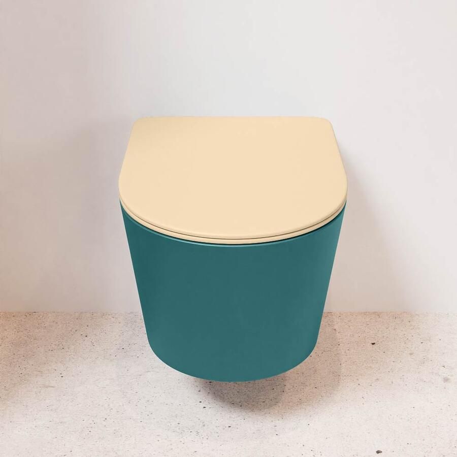 Mondiaz Wandcloset Lavie | Zonder spoelrand | Incl.Toiletzitting-Sand | Keramiek | Smag (turquoise) - Foto 3